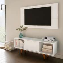 Rack com Painel para TV até 42 Polegadas Simon Branco 135 cm