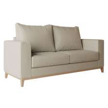 Sofá 2 Lugares Davos Base de Madeira Linho Cotton Bege