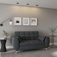 Sofá 2 Lugares Laiane Suede Cinza