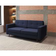 Sofá 2 Lugares Living Pé Palito Linho Cotton Azul Marinho