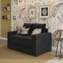 Sofá 2 Lugares Retrátil Hanover Suede Preto 140 cm
