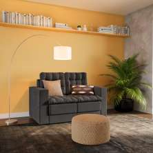 Sofá 2 Lugares Retrátil Kassel Suede Grafite 140 cm