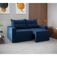 Sofá 2 Lugares Retrátil Lubeck Suede Azul Marinho 140 cm