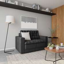 Sofá 2 Lugares Retrátil Postdam Suede Grafite 140 cm
