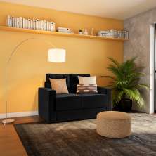 Sofá 2 Lugares Retrátil Tréveris Suede Preto 140 cm