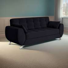 Sofá 3 Lugares Adelina Suede Preto
