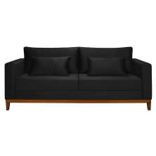 Sofá 3 Lugares Bahamas Suede Preto 230 cm