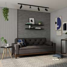 Sofá 3 Lugares Laughlin Suede Cinza