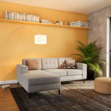 Sofá 3 Lugares Leave com Chaise Esquerdo Pé Palito Linho Cotton Cru