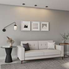 Sofá 3 Lugares Life Pés e Base em Madeira Linho Cotton Cru 180 cm