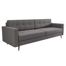 Sofá 3 Lugares Living Pé Palito Linho Cotton Cinza 210 cm