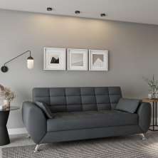 Sofá 3 Lugares Loudes Suede Cinza