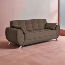 Sofá 3 Lugares Lyra Suede Castanho