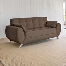 Sofá 3 Lugares Margot Suede Castanho