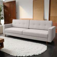 Sofá 3 Lugares Orchid Pé Palito Linho Cotton Cru 210 cm
