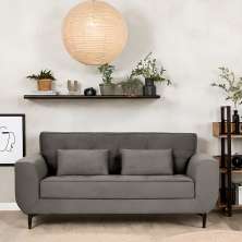 Sofá 3 Lugares Piacenza Suede Cinza 202 cm
