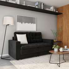 Sofá 3 Lugares Retrátil Berlim  Suede Preto