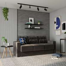 Sofá 3 Lugares Retrátil Berlim Suede Grafite 210 cm
