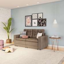 Sofá 3 Lugares Retrátil Brémen  Suede Bege