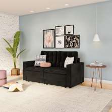 Sofá 3 Lugares Retrátil Brémen  Suede Preto