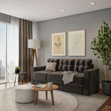 Sofá 3 Lugares Retrátil Brémen Suede Grafite 210 cm