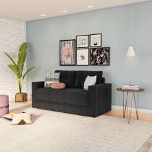 Sofá 3 Lugares Retrátil Brémen Suede Preto 180 cm