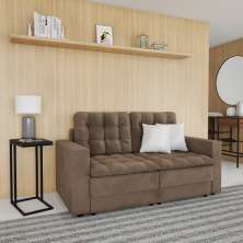 Sofá 3 Lugares Retrátil Colônia  Suede Bege