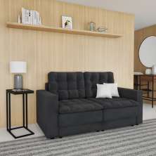 Sofá 3 Lugares Retrátil Colônia  Suede Grafite