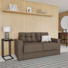 Sofá 3 Lugares Retrátil Colônia Suede Bege 180 cm