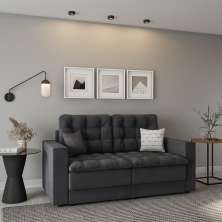 Sofá 3 Lugares Retrátil Dresden  Suede Grafite