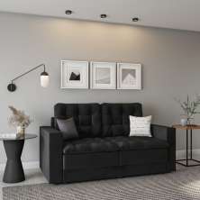 Sofá 3 Lugares Retrátil Dresden  Suede Preto