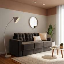 Sofá 3 Lugares Retrátil Dresden Suede Grafite 210 cm
