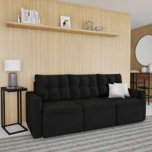 Sofá 3 Lugares Retrátil Eldoret Suede Grafite 210 cm