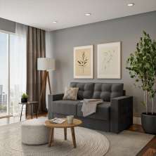 Sofá 3 Lugares Retrátil Essen  Suede Grafite 180 cm