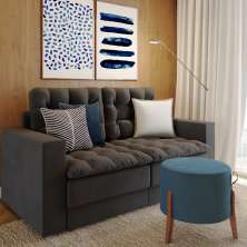 Sofá 3 Lugares Retrátil Essen  Suede Grafite