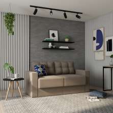 Sofá 3 Lugares Retrátil Essen Suede Bege 180 cm