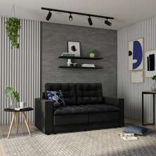 Sofá 3 Lugares Retrátil Hamburgo  Suede Preto