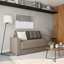 Sofá 3 Lugares Retrátil Hamburgo Suede Bege 180 cm
