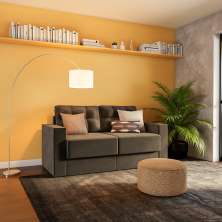 Sofá 3 Lugares Retrátil Hamburgo Suede Marrom 180 cm