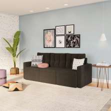 Sofá 3 Lugares Retrátil Kitale Suede Marrom 210 cm