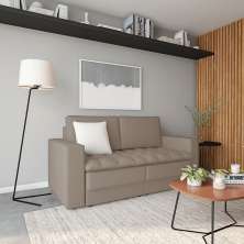 Sofá 3 Lugares Retrátil Lancy Suede Bege 180 cm