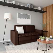 Sofá 3 Lugares Retrátil Lancy Suede Marrom 180 cm