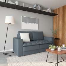 Sofá 3 Lugares Retrátil Locarno Linho Cinza 180 cm