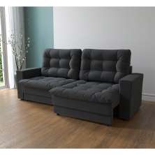 Sofá 3 Lugares Retrátil Lubeck Plush Suede Grafite