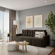 Sofá 3 Lugares Retrátil Melinde Suede Marrom 210 cm