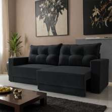 Sofá 3 Lugares Retrátil Midas Suede Preto