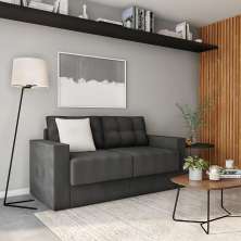 Sofá 3 Lugares Retrátil Munique  Suede Grafite 180 cm