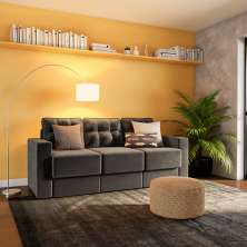 Sofá 3 Lugares Retrátil Munique Suede Grafite 210 cm