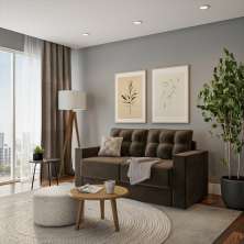 Sofá 3 Lugares Retrátil Munique Suede Marrom 180 cm