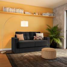 Sofá 3 Lugares Retrátil Munique Suede Preto 180 cm